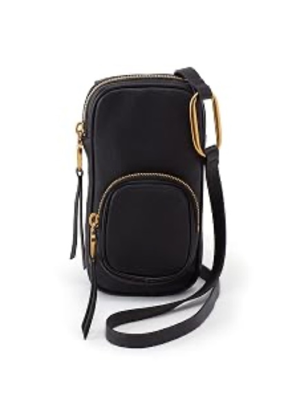 HOBO Go Discover Leather Phone Crossbody Bag Black Pebbled Leather NWT